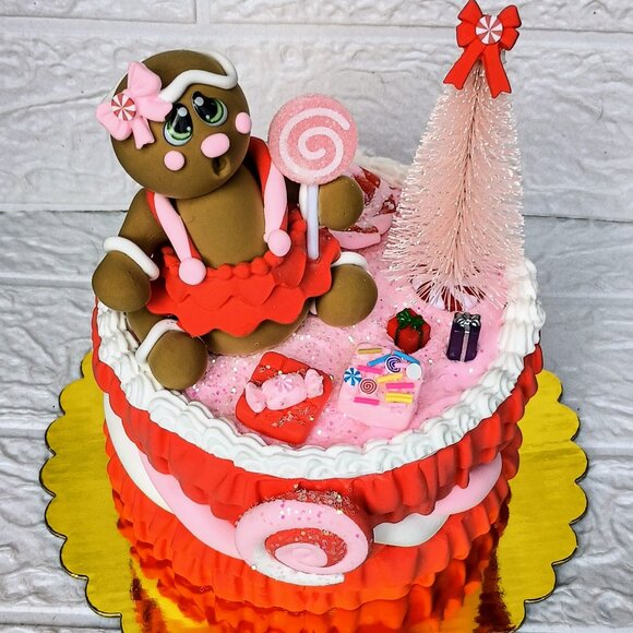 Gingerbread Christmas cake , faux sweets, fake bakes, party decor, photo prop - Picture 1 of 5